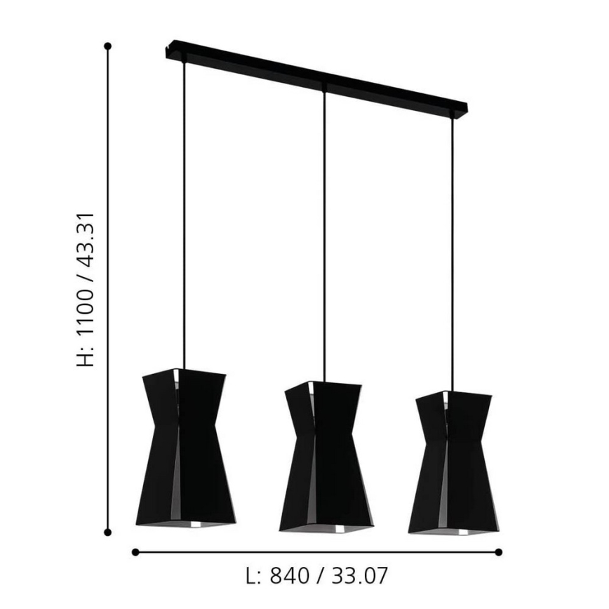 Eglo - Lampadario a sospensione con filo 3xE27/40W/230V