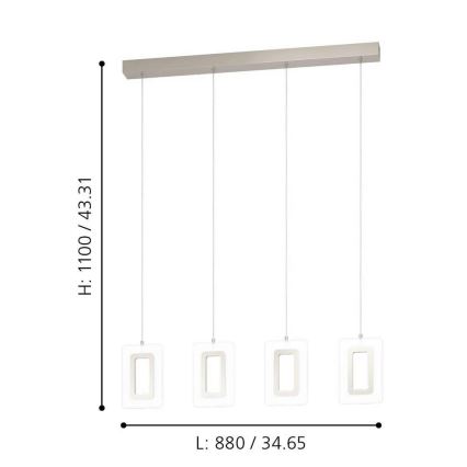 Eglo - Lampadario LED a sospensione con filo 4xLED/5,4W/230V