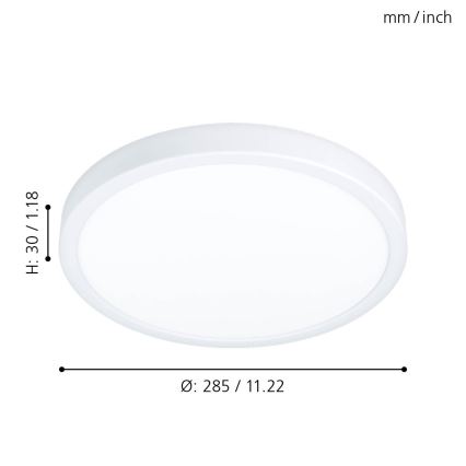 Eglo - Plafoniera da bagno LED/20W/230V IP44 Ø 28,5 cm