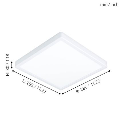 Eglo - Plafoniera da soffitto per bagno LED/20W/230V IP44 28,5x28,5 cm