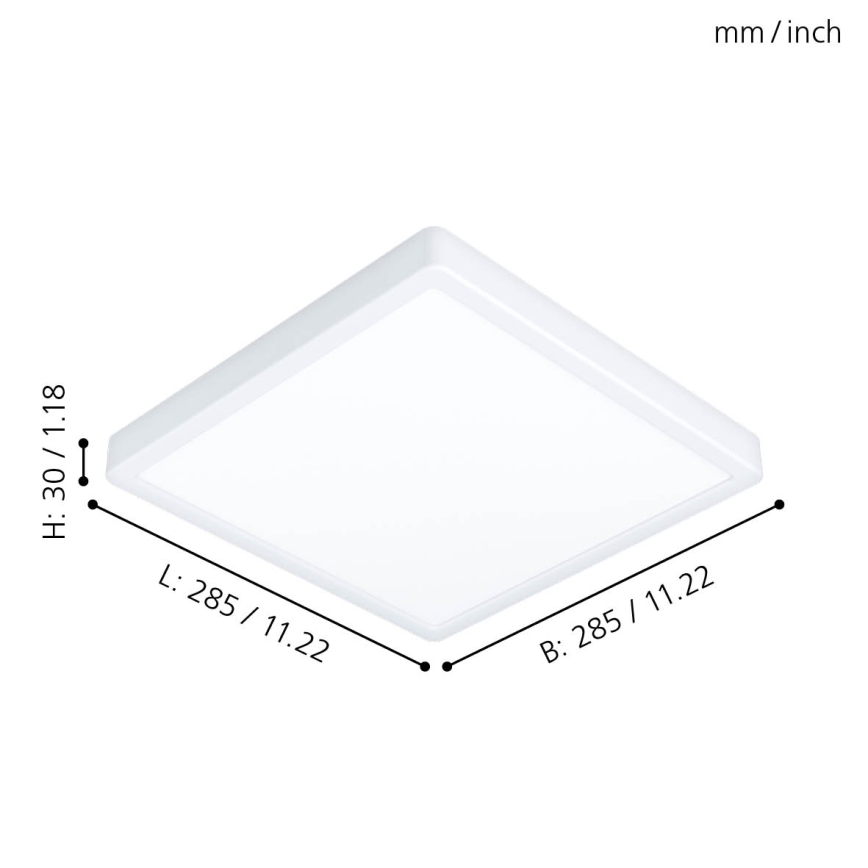Eglo - Plafoniera da soffitto per bagno LED/20W/230V IP44 28,5x28,5 cm