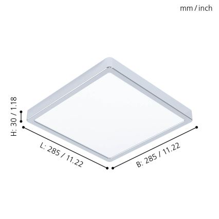 Eglo - Plafoniera da soffitto per bagno LED/20W/230V IP44 28,5x28,5 cm