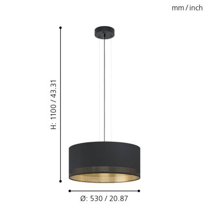 Eglo - Lampadario a sospensione con filo 3xE27/40W/230V