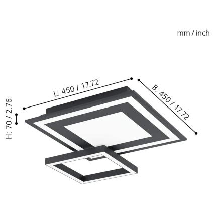 Eglo - Plafoniera LED RGB SAVATAEILA-C LED/20W/230V + T