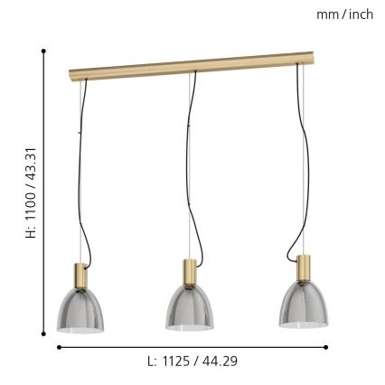 Eglo - Lampadario a sospensione con filo 3xE27/40W/230V