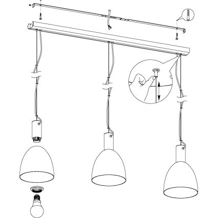 Eglo - Lampadario a sospensione con filo 3xE27/40W/230V