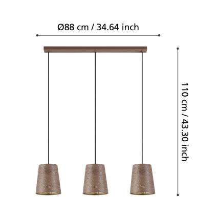 Eglo - Lampadario su corda 3xE27/40W/230V