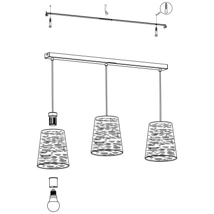 Eglo - Lampadario su corda 3xE27/40W/230V