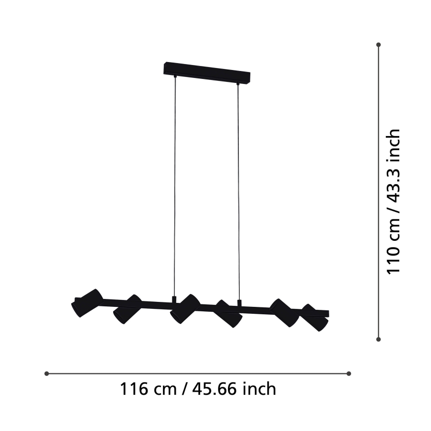 Eglo - Lampadario a sospensione con filo 6xE14/25W/230V