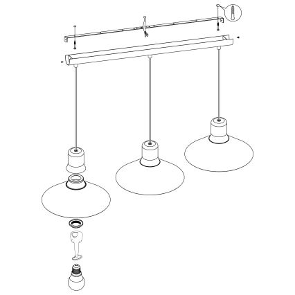 Eglo - Lampadario su corda 3xE27/28W/230V