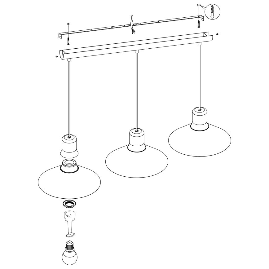 Eglo - Lampadario su corda 3xE27/28W/230V