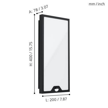 Eglo - Applique LED da esterno con sensore LED/16W/230V IP44