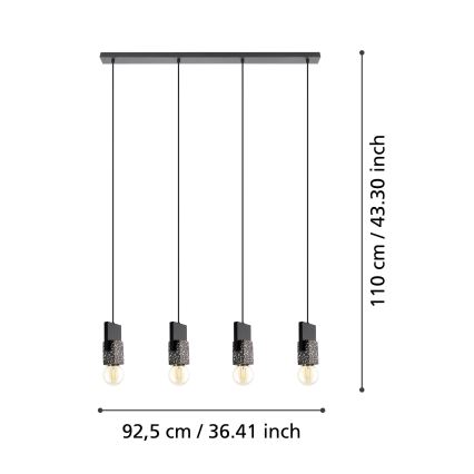 Eglo - Lampadario su corda 4xE27/40W/230V