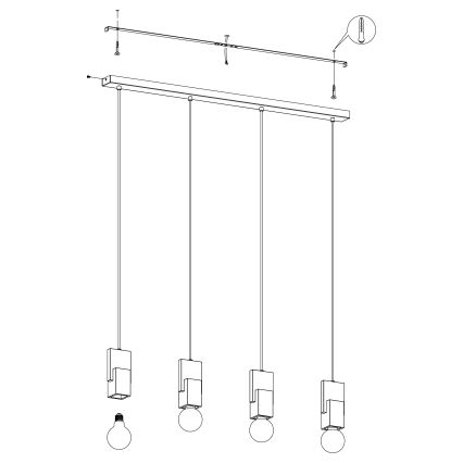 Eglo - Lampadario su corda 4xE27/40W/230V