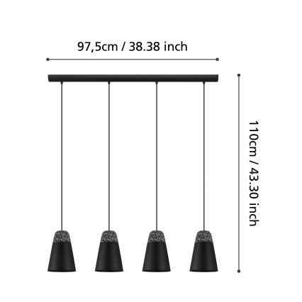 Eglo - Lampadario su corda  4xE27/40W/230V