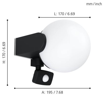 Eglo - Applique da esterno con sensore 1xE27/15W/230V IP44