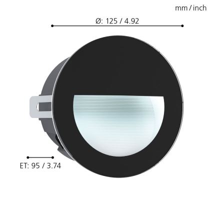 Eglo - Lampada da incasso LED da esterno LED/2,5W/230V IP65 nera