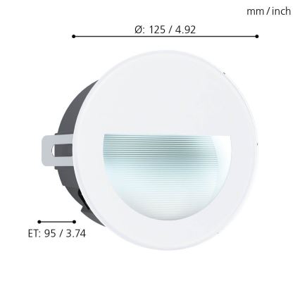 Eglo - Lampada LED da incasso da esterno LED/2,5W/230V IP65 bianca