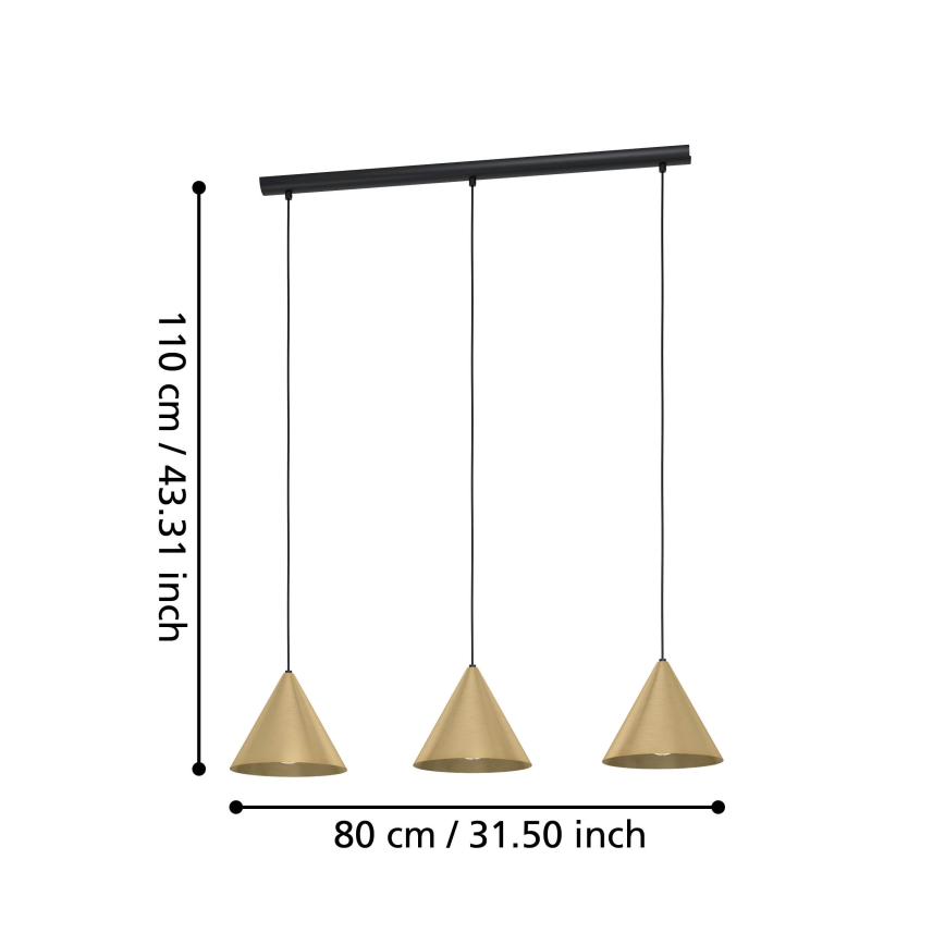 Eglo  - Lampadario su corda 3xE27/40W/230V