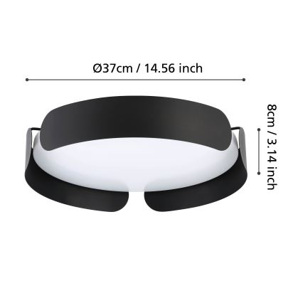 Eglo - Plafoniera LED 20W/230V Ø 37 cm, nera