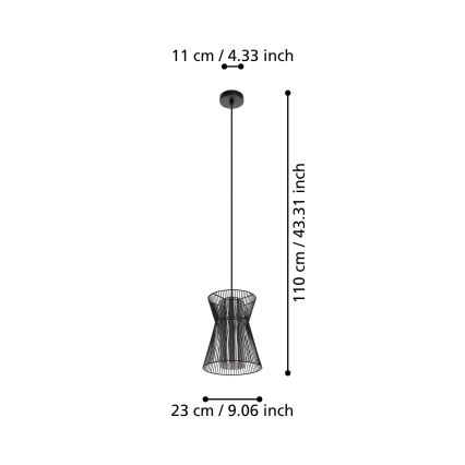 Eglo - Lampadario su corda 1xE27/40W/230V nero