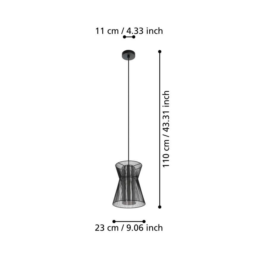 Eglo - Lampadario su corda 1xE27/40W/230V nero