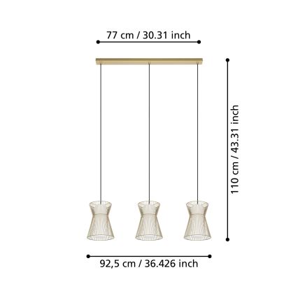 Eglo - Lampadario su corda  3xE27/40W/230V oro