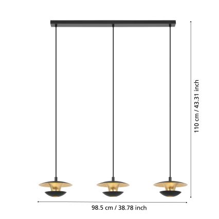 Eglo - Lampadario LED su corda 3xGU10/4,5W/230V