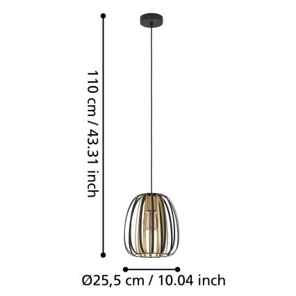 Eglo - Lampadario su corda 1xE27/40W/230V d. 25,5 cm