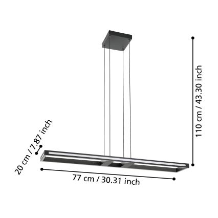 Eglo - Lampadario a sospensione con filo LED dimmerabile LED/33W/230V 2700-6500K