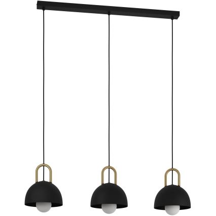 Eglo - Lampadario su corda 3xE27/40W/230V nero