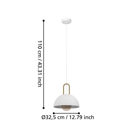 Eglo - Lampadario su corda 1xE27/40W/230V bianco