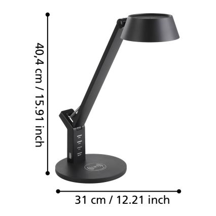 Eglo 99832 - Lampada da tavolo dimmerabile a sfioramento LED con ricarica wireless BANDERALO LED/4,8W/230V nera