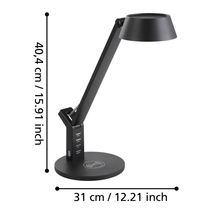 Eglo 99832 - Lampada da tavolo dimmerabile a sfioramento LED con ricarica wireless BANDERALO LED/4,8W/230V nera