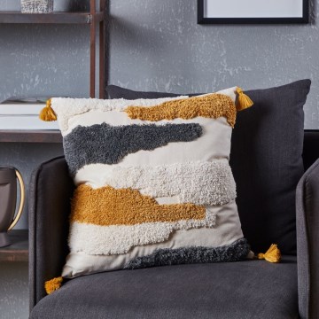 Eglo - Cuscino decorativo 45x45 cm giallo/grigio