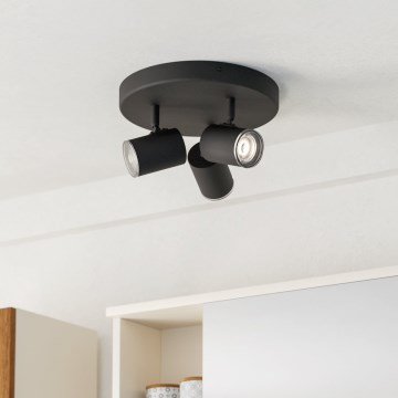 Eglo - Faretto da bagno 3xGU10/5W/230V IP44 nero
