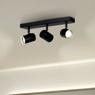 Eglo - Faretto da bagno 3xGU10/5W/230V IP44 nero