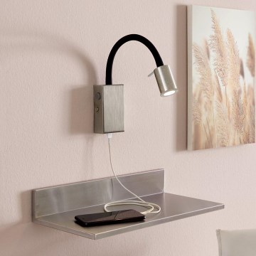 Eglo - Faretto da parete LED orientabile con caricatore USB LED/3,5W/230V cromo opaco