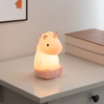 Eglo - Lampada da notte ricaricabile per bambini LED RGBW con controllo touch LED/5W/5V 1200 mAh a forma di unicorno