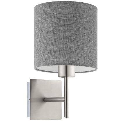 Eglo - Lampada da parete LED TUNJA 1xE27/60W/230V cromo opaco/grigio