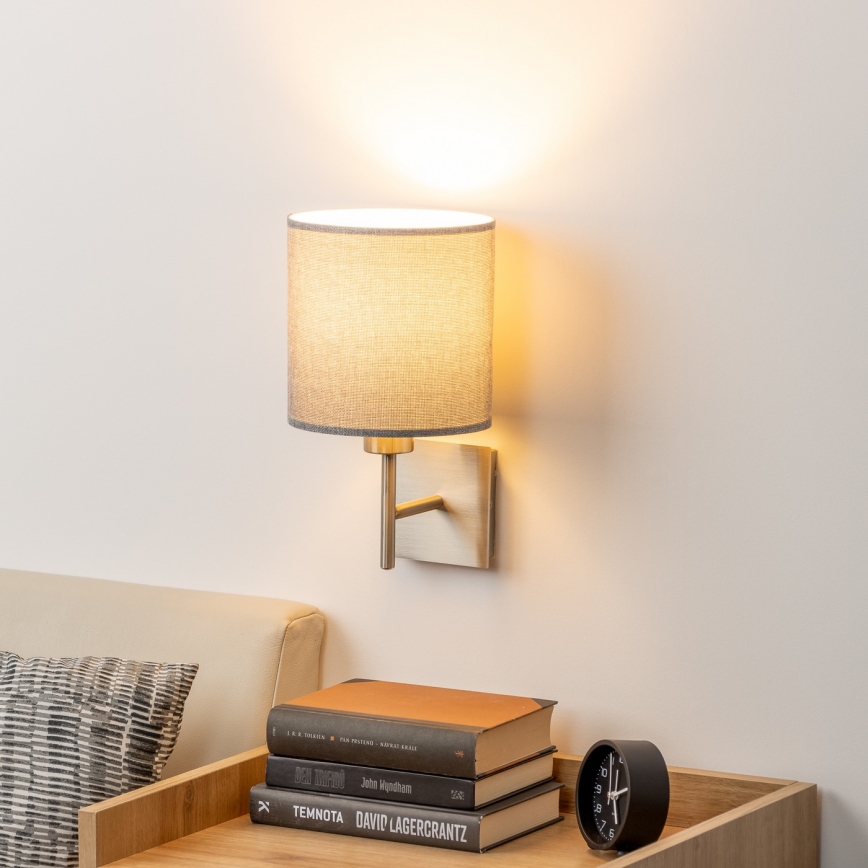 Eglo - Lampada da parete LED TUNJA 1xE27/60W/230V cromo opaco/grigio
