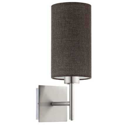 Eglo - LED Lampada da parete TUNJA 1xE27/60W/230V cromo opaco/marrone