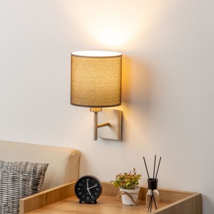 Eglo - LED Lampada da parete TUNJA 1xE27/60W/230V cromo opaco/marrone