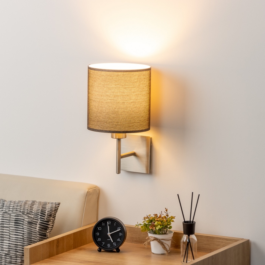 Eglo - LED Lampada da parete TUNJA 1xE27/60W/230V cromo opaco/marrone
