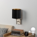 Eglo - Lampada da parete LED TUNJA 1xE27/60W/230V cromo opaco/nero