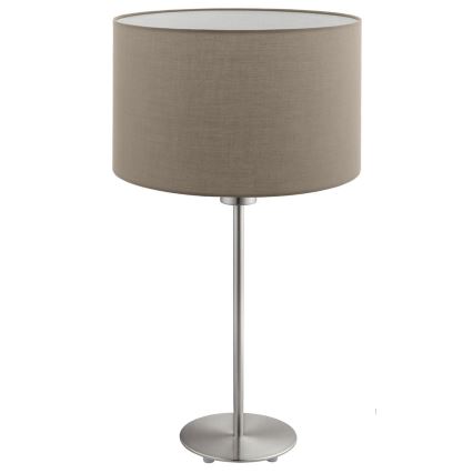 Eglo - Lampada da tavolo LED TUNJA, 1x E27/60W/230V, 38,5 cm, cromo opaco/taupe