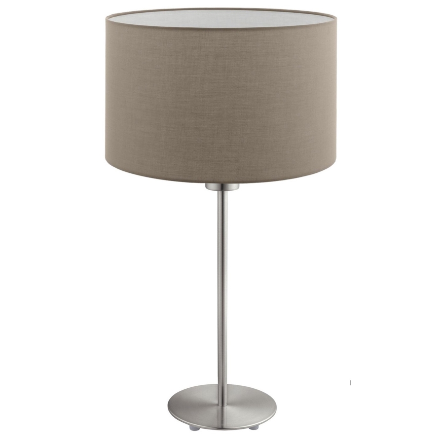 Eglo - Lampada da tavolo LED TUNJA, 1x E27/60W/230V, 38,5 cm, cromo opaco/taupe