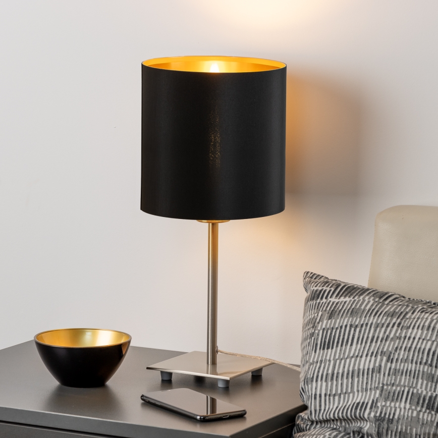 Eglo - Lampada da tavolo LED TUNJA 1xE27/60W/230V 26,5 cm cromo opaco/nero