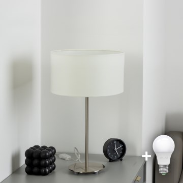 Eglo - Lampada da tavolo LED TUNJA 1xE27/60W/230V 38,5 cm cromo opaco/bianco