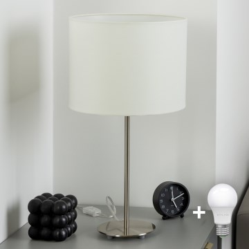 Eglo - Lampada da tavolo LED TUNJA 1xE27/60W/230V 38,5 cm cromo opaco/bianco